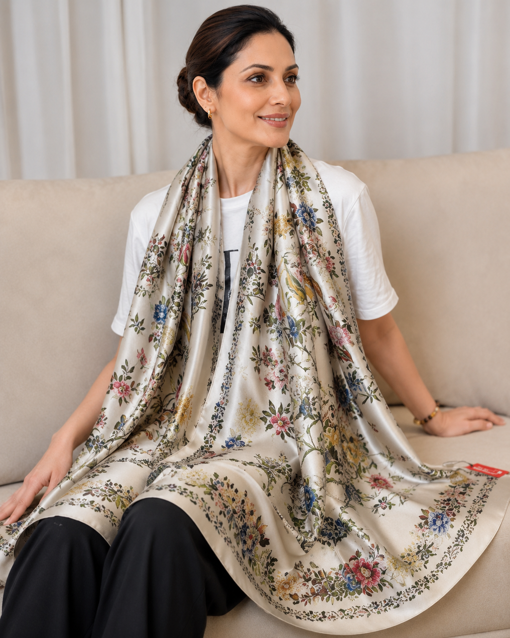 Imperial Garden Bird & Bloom Luxury Silk Stole