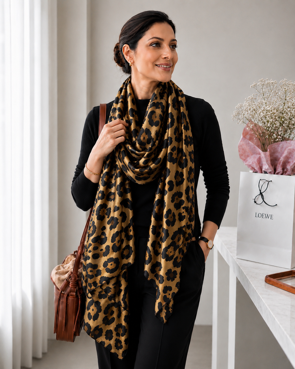 Hazel Leopard Print Silk Stole