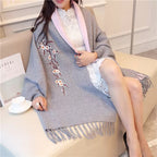 Classic Reversible Wool Blend Shawl Wrap