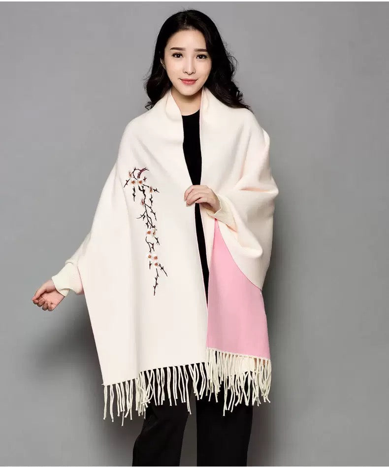 Classic Reversible Wool Blend Shawl Wrap