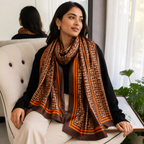 Vais Designer Monogram Print Imitation Silk Scarf