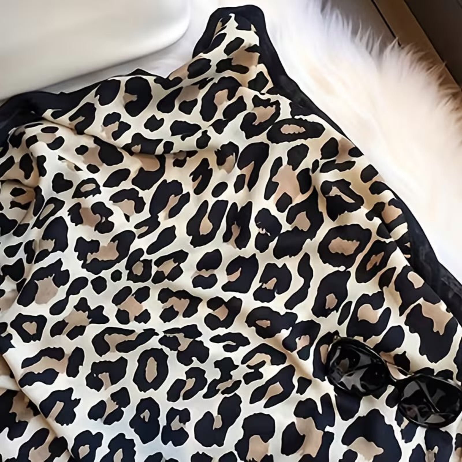 Ivory black animal print cotton stole for daily wear