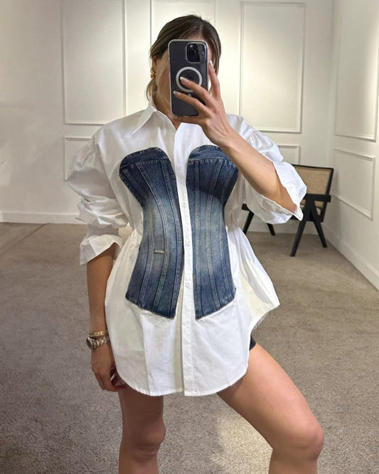 Lem Denim Corset Shirt
