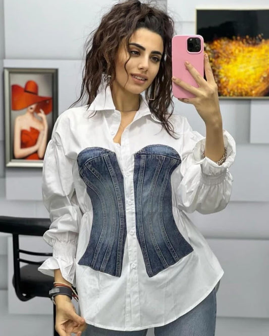 Lem Denim Corset Shirt