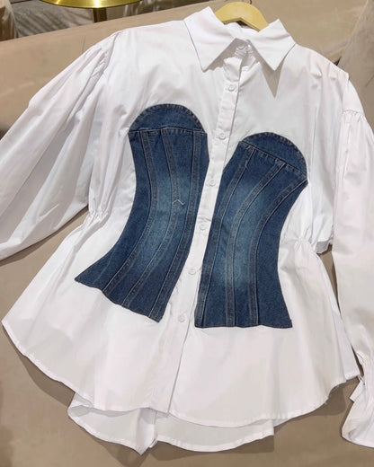 Lem Denim Corset Shirt