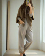 Luxe Fur Collar Fringe Poncho