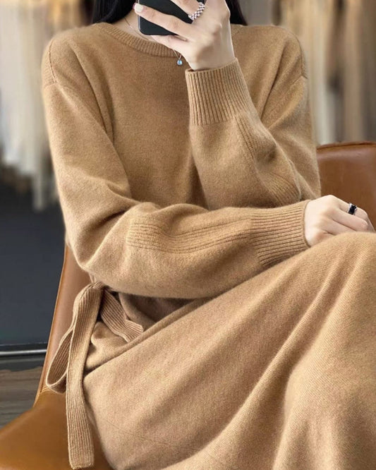 Luxe Soft Wool Blend Long-Sleeve Sweater Dress