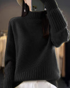 Luxury Cashmere Oversized High-Neck Ribbed Pullover