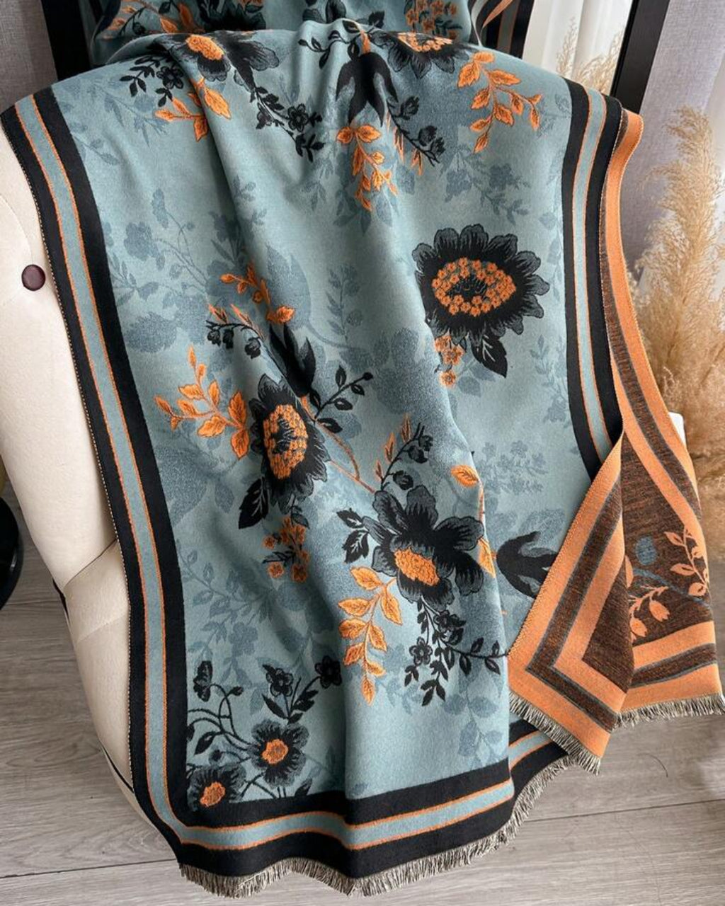 Luxury Reversible Oversized Floral Shawl Wrap