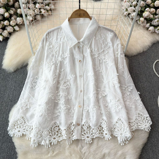Mahem Boho Embroidered Sheer Shirt
