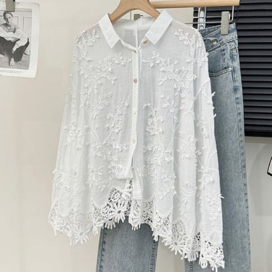 Mahem Boho Embroidered Sheer Shirt