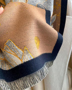 Midnight Amber Black Shawl for Women - Botanical Winter Wrap