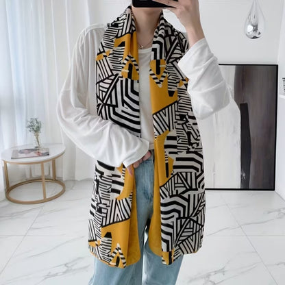 Premium viscose cotton stole with abstract geometric design