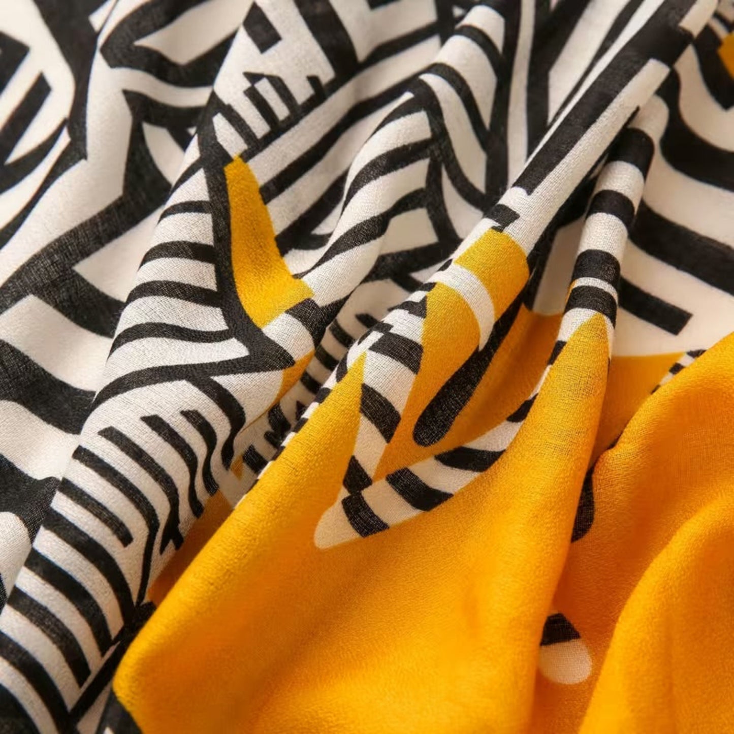 Stylish mustard and black cotton stole for office outfits