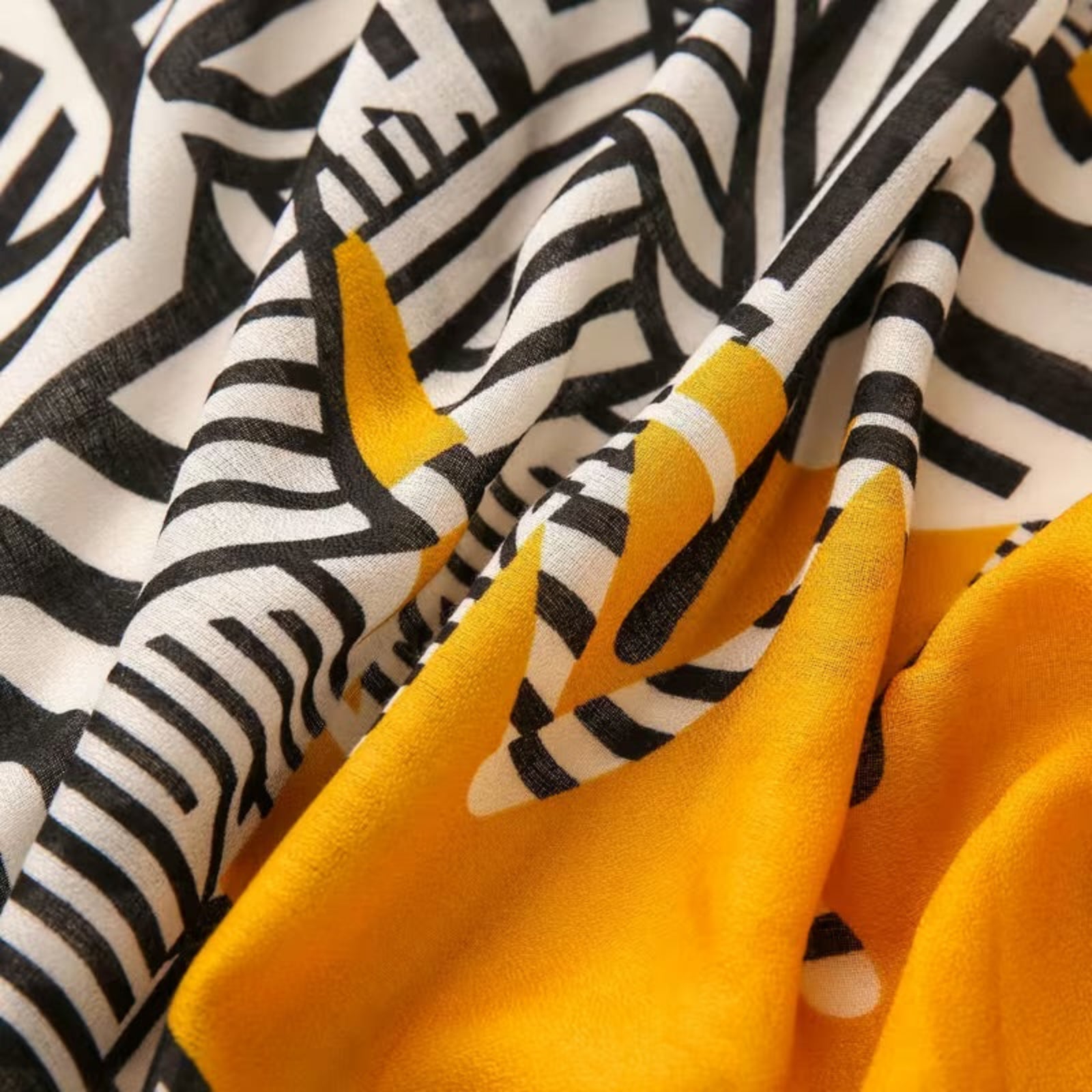Stylish mustard and black cotton stole for office outfits