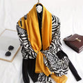 Mustard and black geometric print cotton stole in viscose cotton fabric