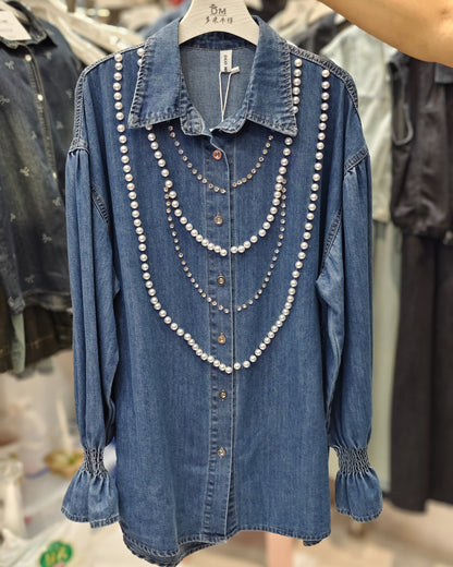 Pearl Cascade Denim Shirt