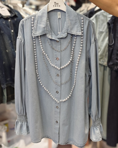 Pearl Cascade Denim Shirt