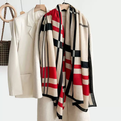 Lightweight cotton stole with color block stripes