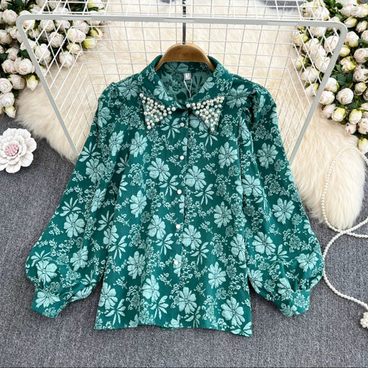 Serbia Pearled Jacquard Shirt- Green