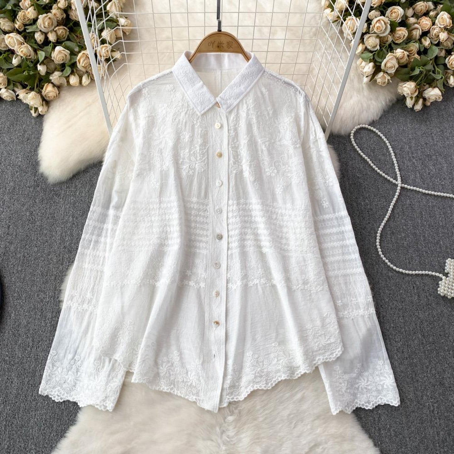 Serenade White Embroidery Shirt