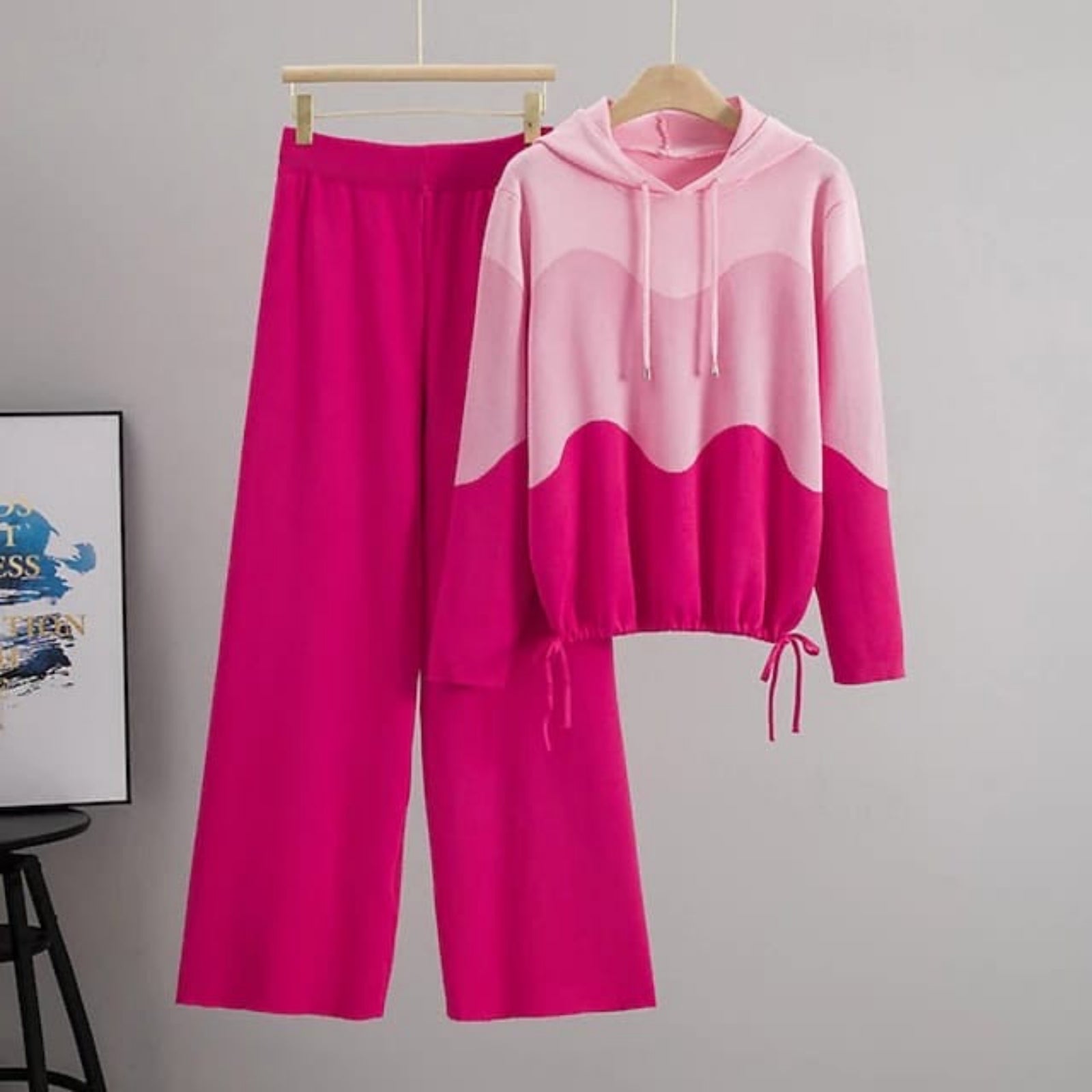 Shey Knit Color Block Loungewear Set