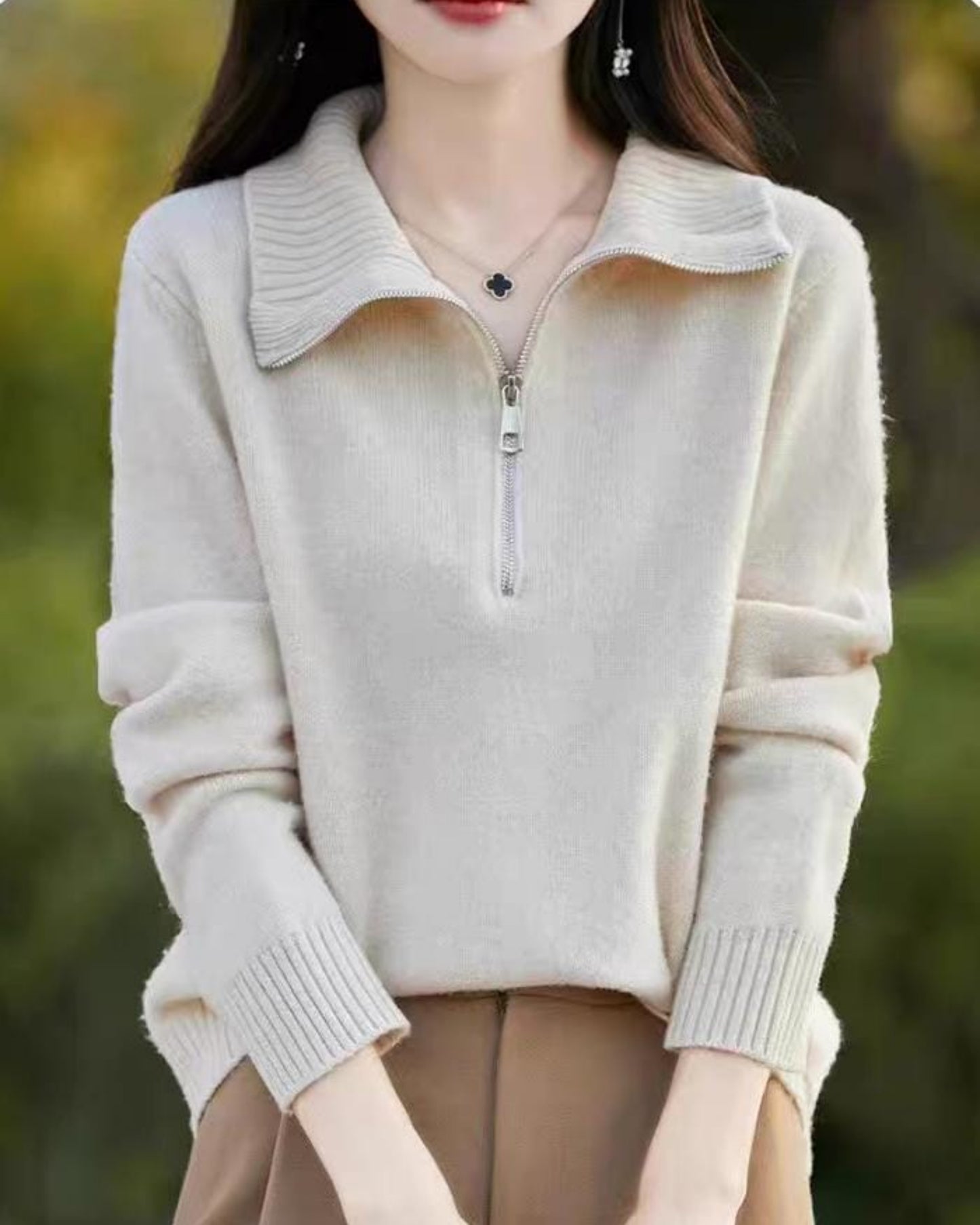 Soft Mock Neck Quarter-Zip Pullover Jumper