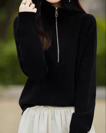 Soft Mock Neck Quarter-Zip Pullover Jumper