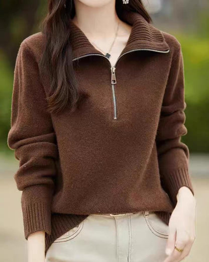 Soft Mock Neck Quarter-Zip Pullover Jumper