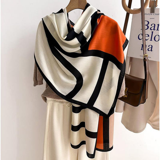 The Mondrian-Style Color Block Cotton Scarf