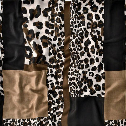 Brown beige black printed cotton scarf for daily wear