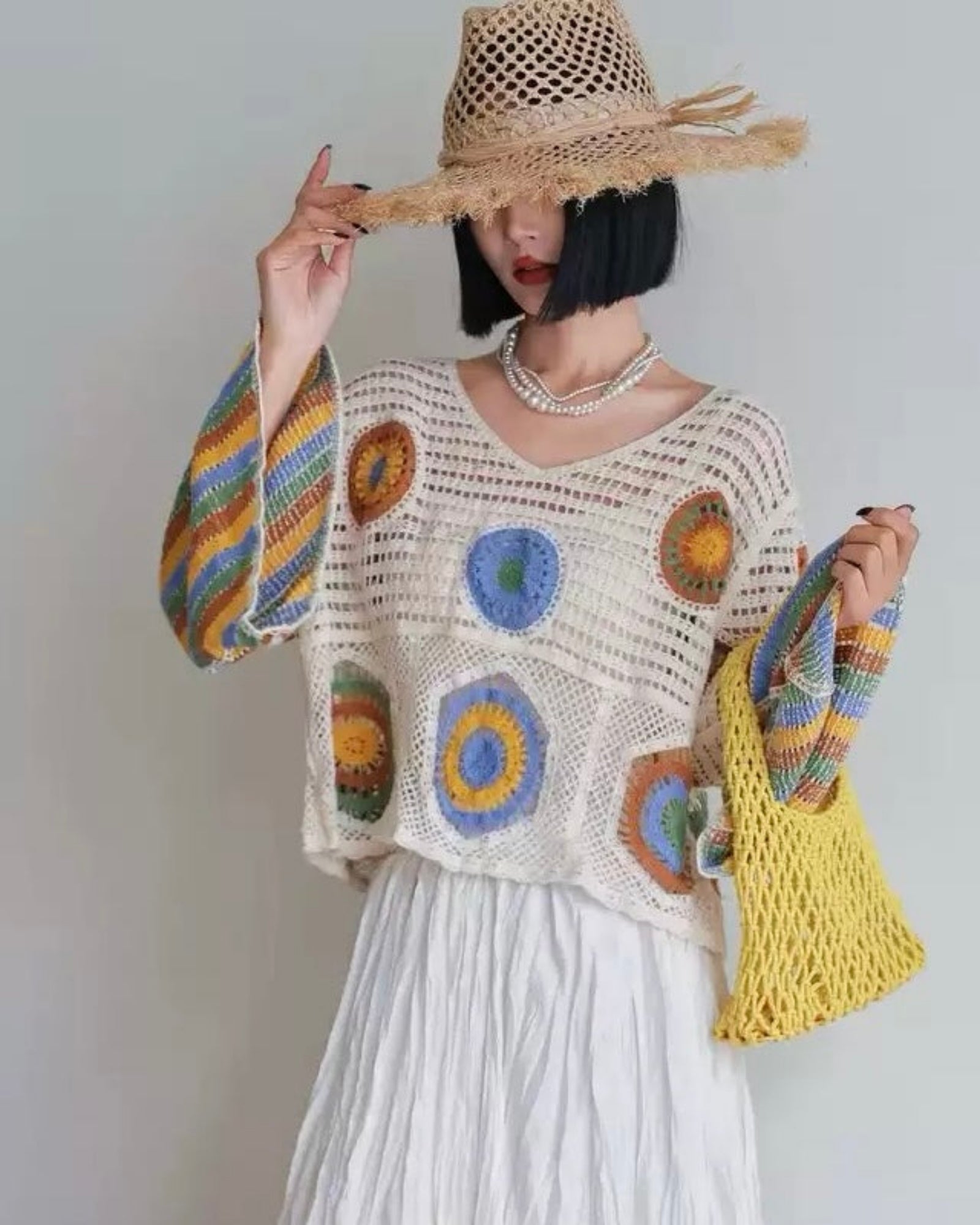 Soleil Crochet Top in Prism — blue, green and yellow multicolour variant