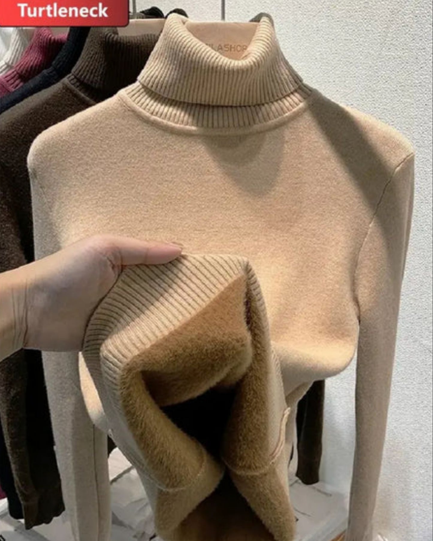 Thermal Fleece-Lined Turtleneck Sweater