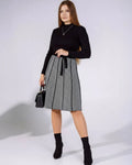 Two-Tone Herringbone Knit A-Line Dress
