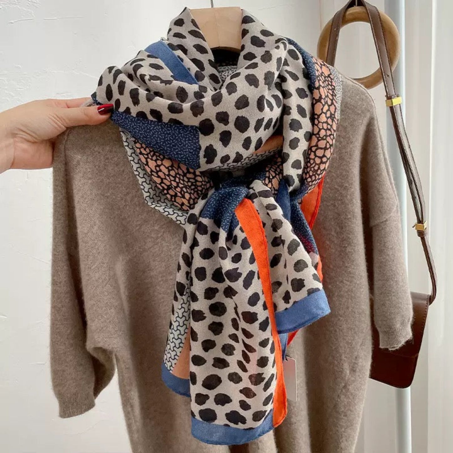 Urban mosaic abstract print cotton stole