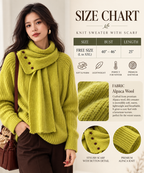 WESTERY Alpine Glow sweater size chart showing free size L to XXL, bust 40 to 46 inches and length 25 inches