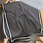 Athens Classic Greek Key Viscose Cotton Stole shown in alternate view displaying classic black and white Greek key meander border design on viscose cotton fabric

