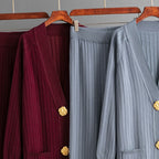 Aurelia ribbed knit co-ord set available in multiple colours with gold-tone buttons