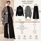 Free size women’s knit co-ord set size chart with top, wrap and pants measurements