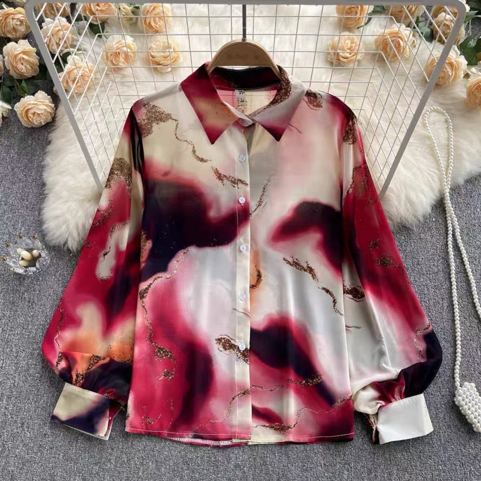 Stella Printed Shirt - Red