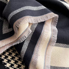 The Kensington Houndstooth Wrap draped and styled showing full houndstooth check pattern on premium faux cashmere
