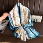 Liora Bamboo Blossom Scarf tied and draped with accessories