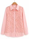 Odette Paisley Lace Shirt in blush pink with crochet overlay detail