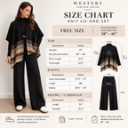 Westery Noir Chevron Knit Co-Ord Set free-size measurement chart for 38 to 44 inch bust
