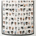 A close-up view of the Westery Whisker Tales lightweight cotton viscose scarf, highlighting the clean print details of quirky cartoon cats, the soft breathable fabric weave, and the delicate eyelash fringe edge finish.
