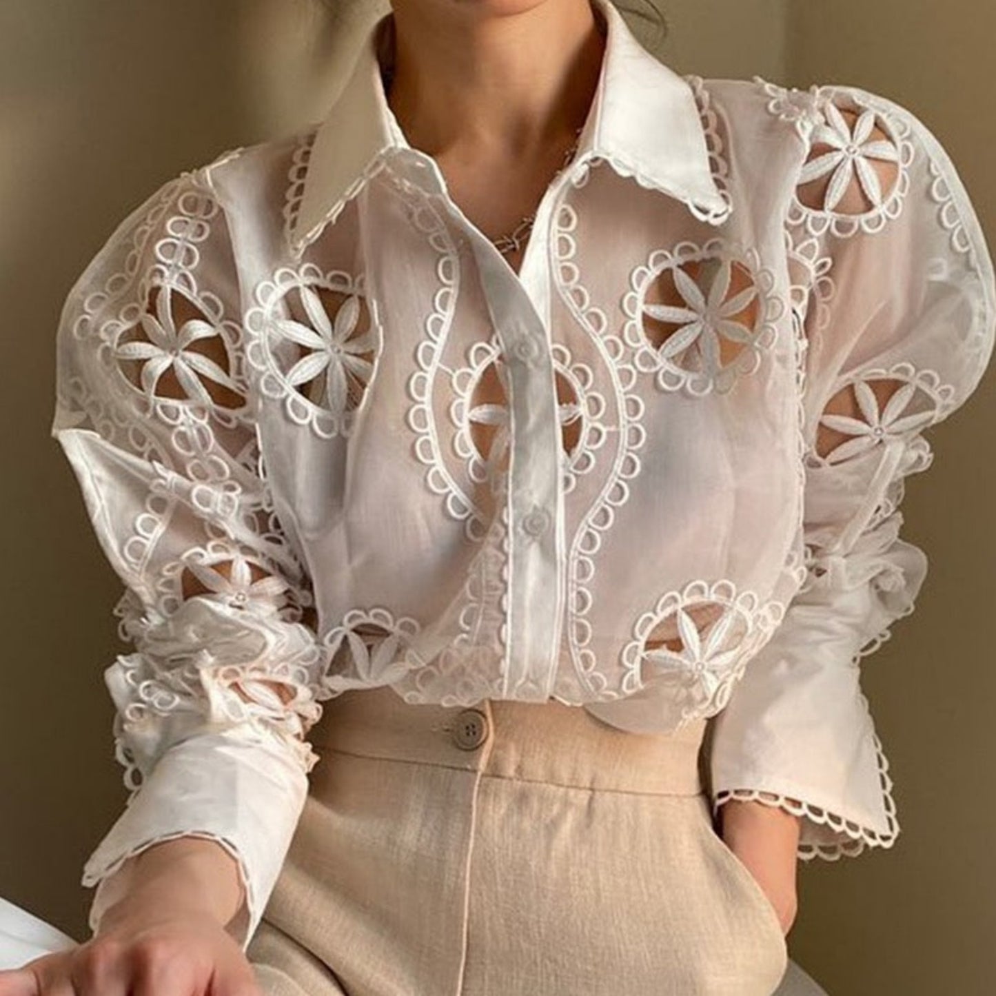 Vibe Eyelet Statement Shirt